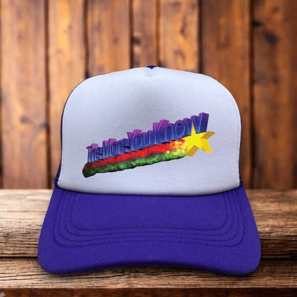 The More You Know Unisex Trucker Hat Purple Snapback 80s Advertisement Ball Cap - Picture 1 of 4